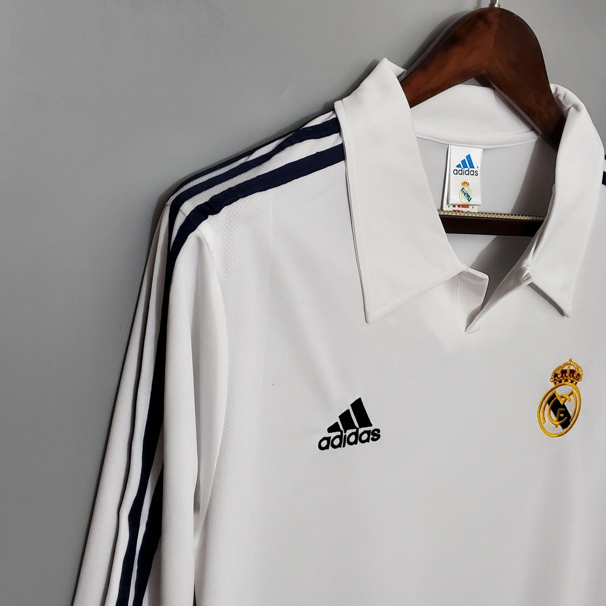 Camiseta retro de local del Real Madrid 2002 - Manga larga