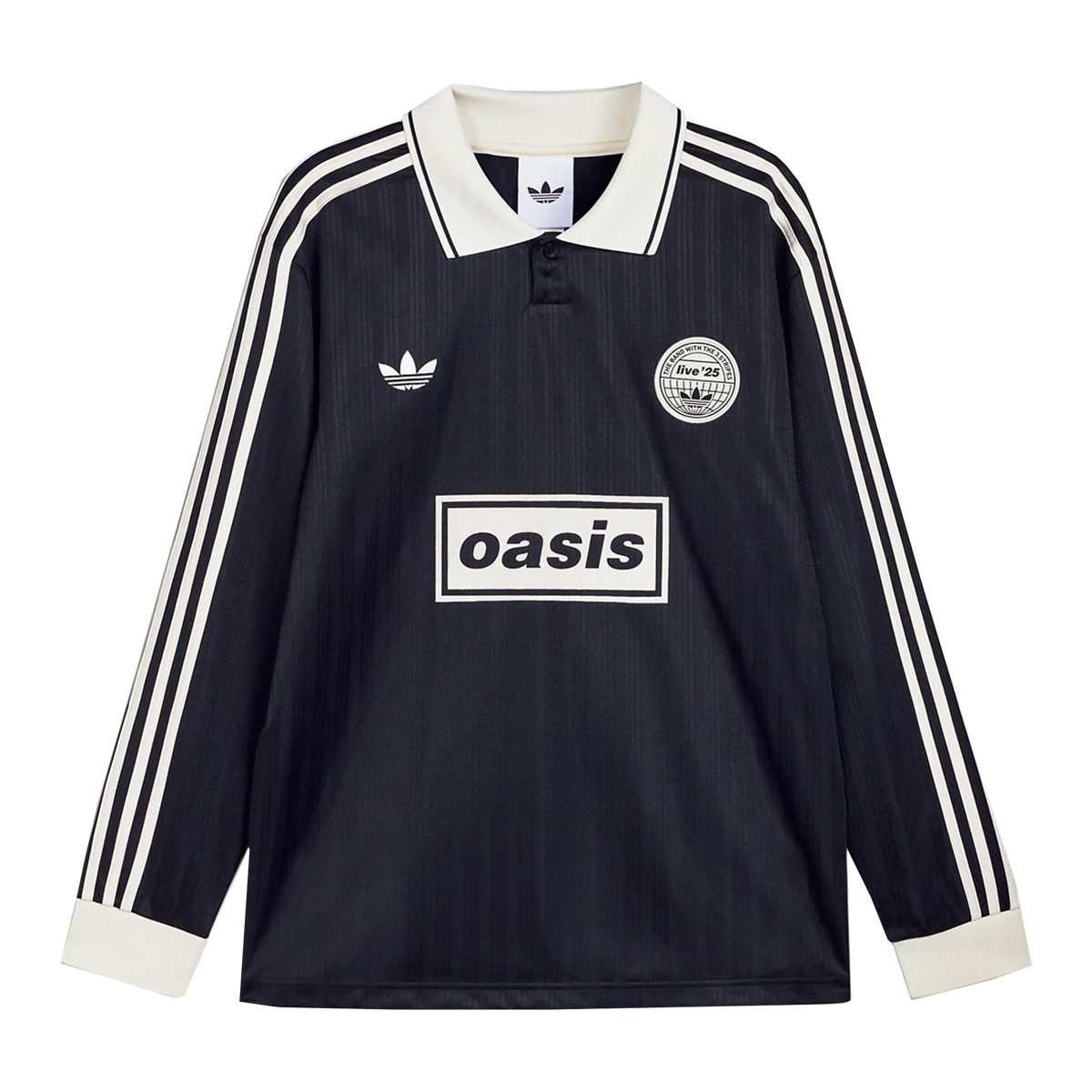 Oasis - Camiseta de fútbol de manga larga adidas Live '25 negra/blanco crema