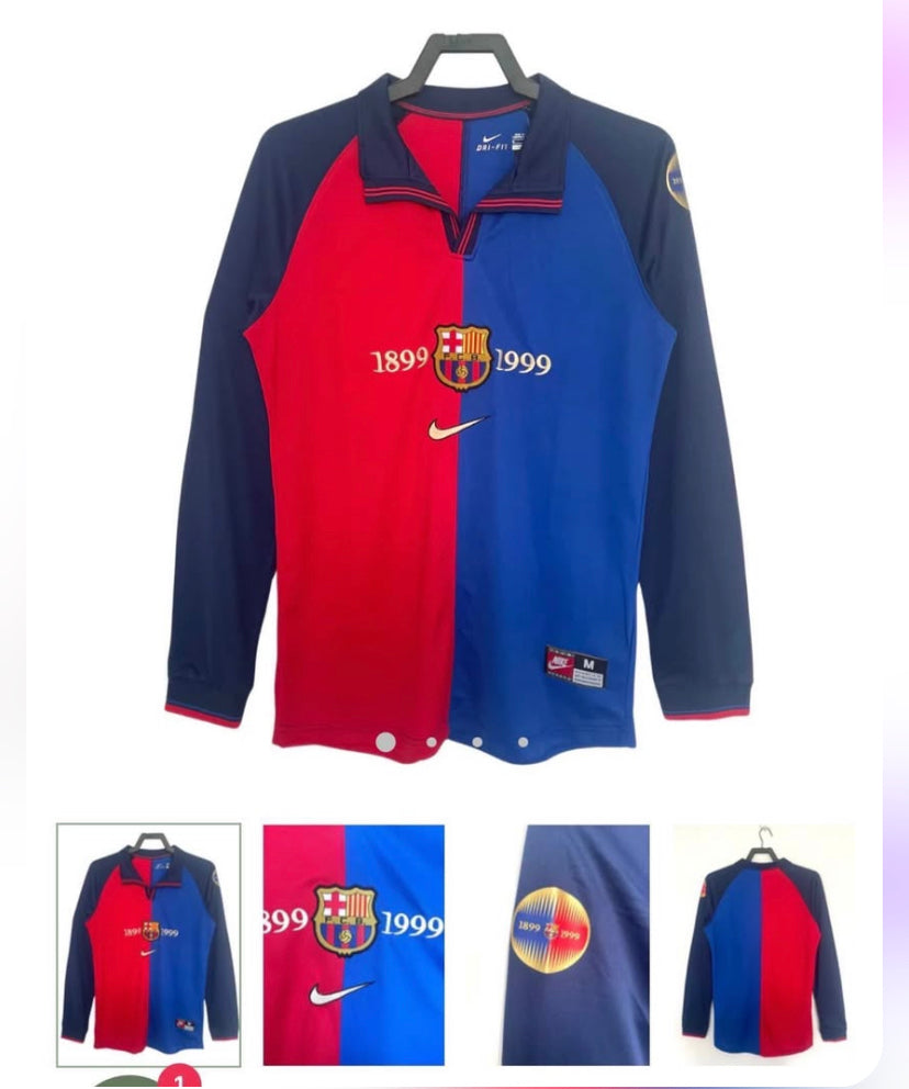 Camiseta Retro Barcelona 100 Años 1999 Azul y Grana - manga larga