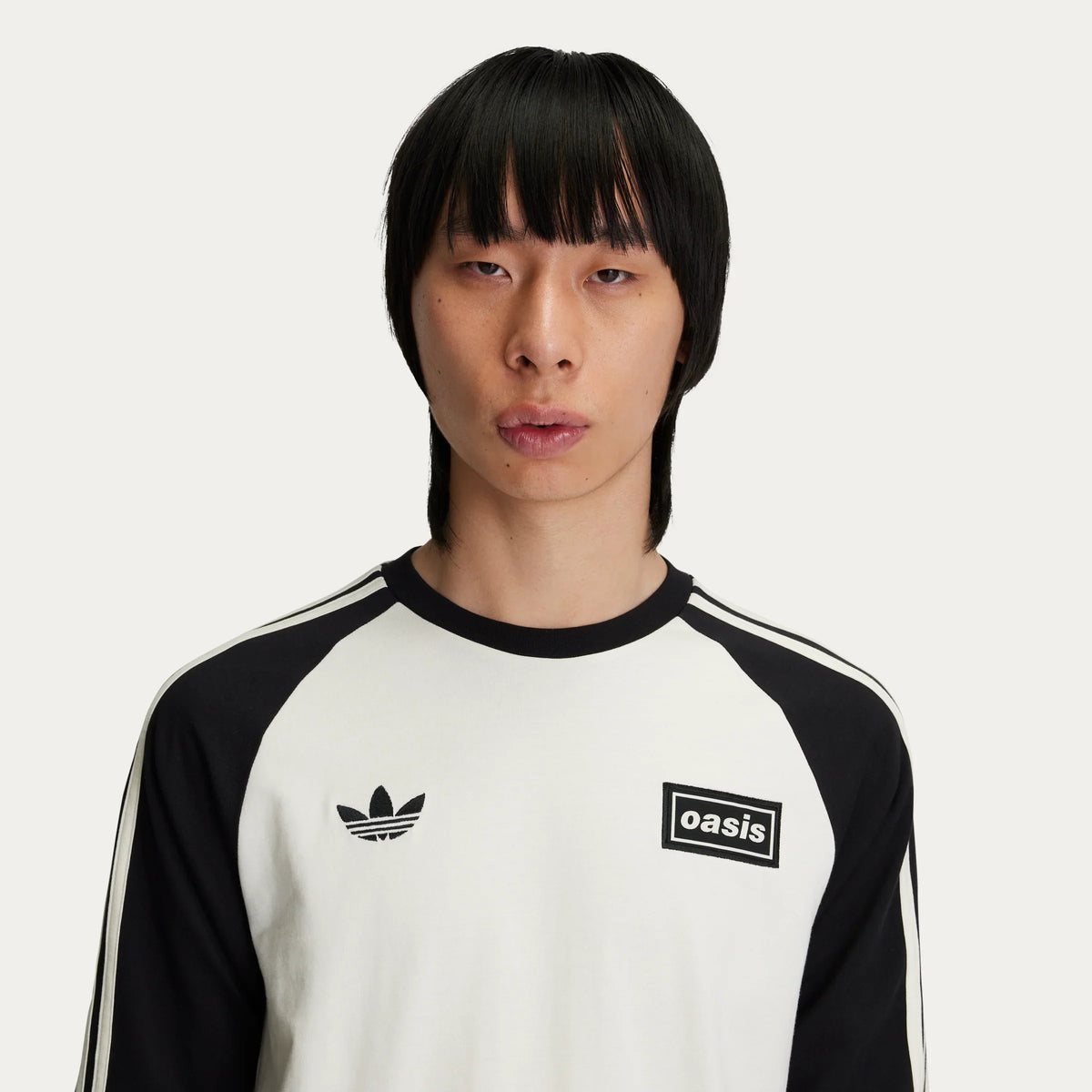 Oasis - En vivo '25 - Camiseta manga larga 3 rayas crema/negro