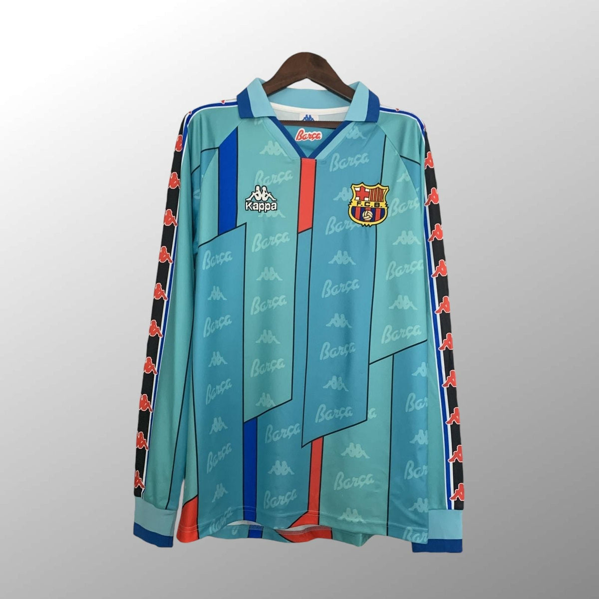 Camiseta retro de visitante del Barcelona 1996/1997 - Manga larga