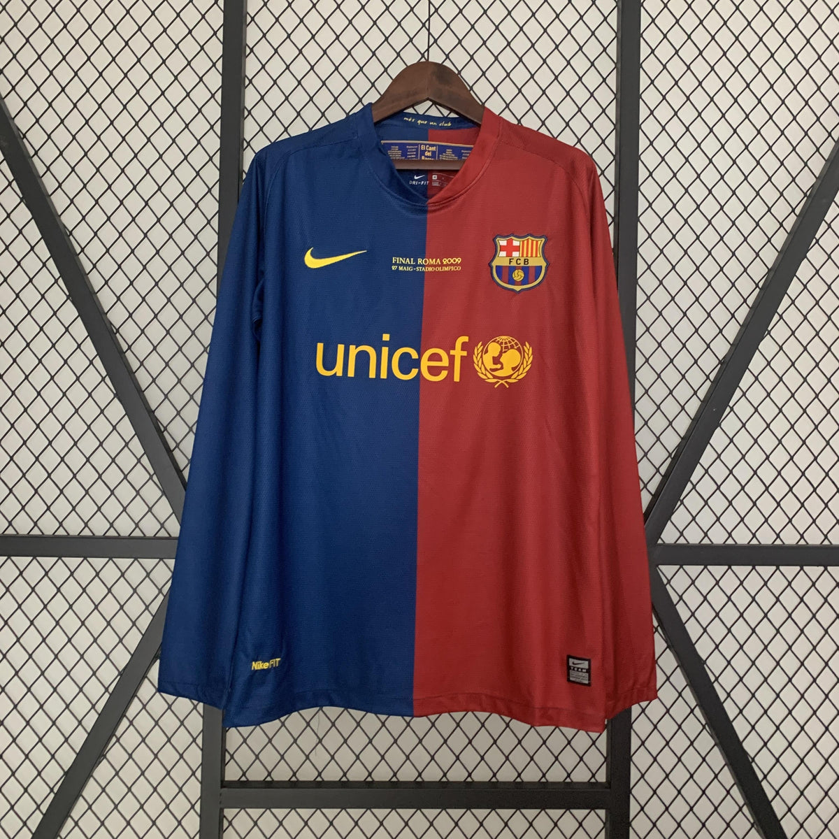 Camiseta retro local del Barcelona de la UEFA Champions League 2008/2009 (manga larga)