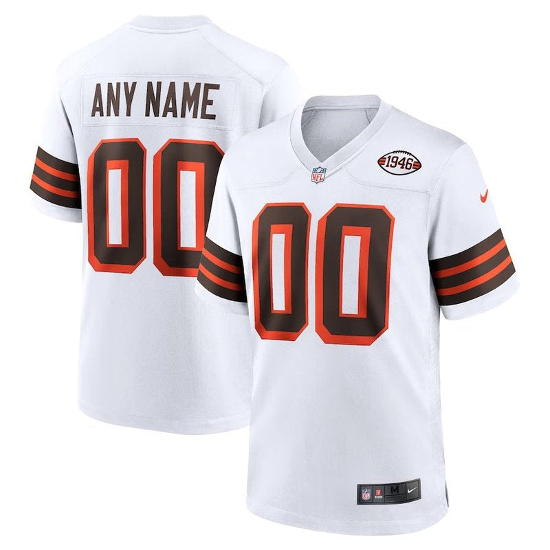 Cleveland Browns - Colección 1946 Camiseta Alternativa NFL Personalizada - Marrón - Blanco