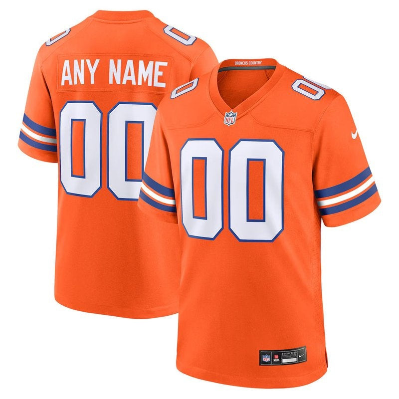 Denver Broncos - Colección Mile High - Camiseta de partido de la NFL personalizada retro de 1977 - Naranja