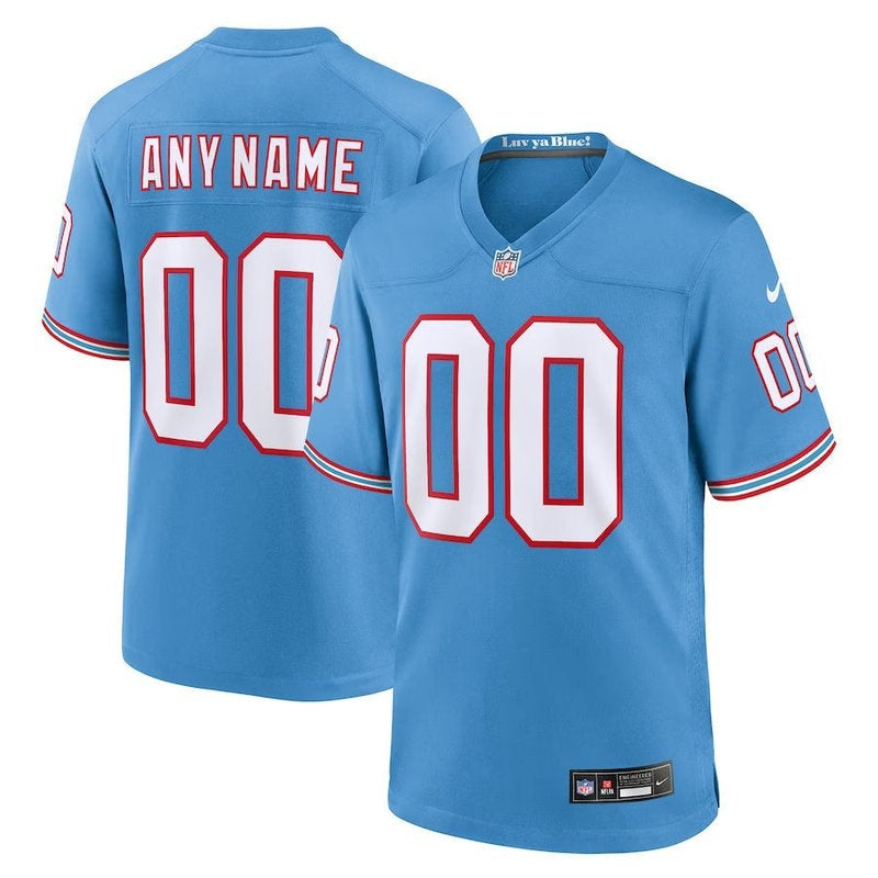 Tennessee Titans - Oilers Throwback Custom NFL Game Jersey - Azul claro
