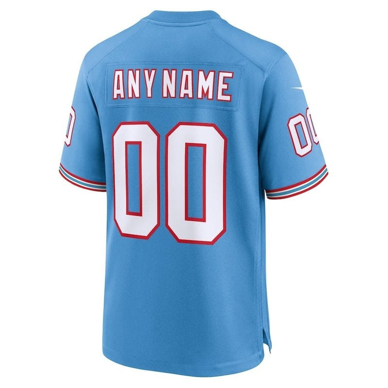 Tennessee Titans - Oilers Throwback Custom NFL Game Jersey - Azul claro